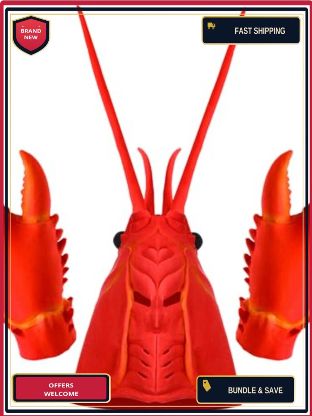 Crab Lobster Costume Set Felt Hat Latex Gloves Mask Cosplay Halloween
